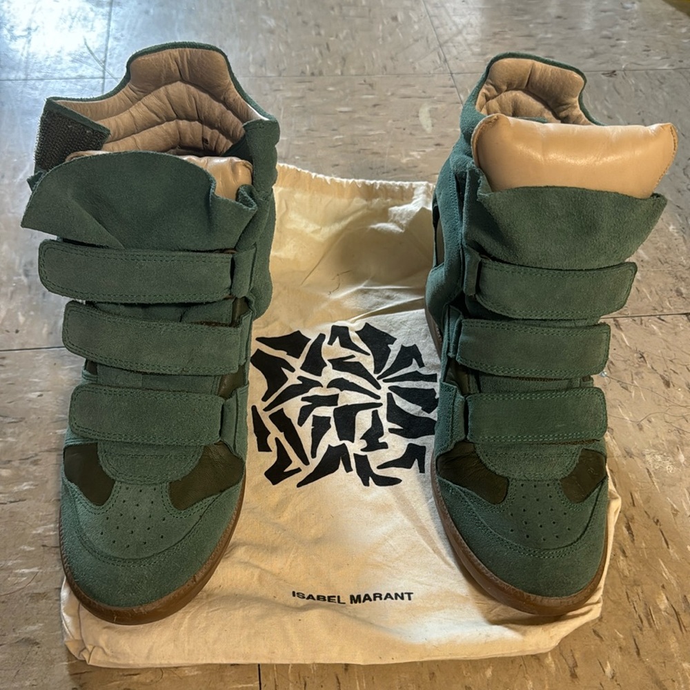 Isabel Marant Leather over & stainer basket Burt Green Size 39. mint condition!